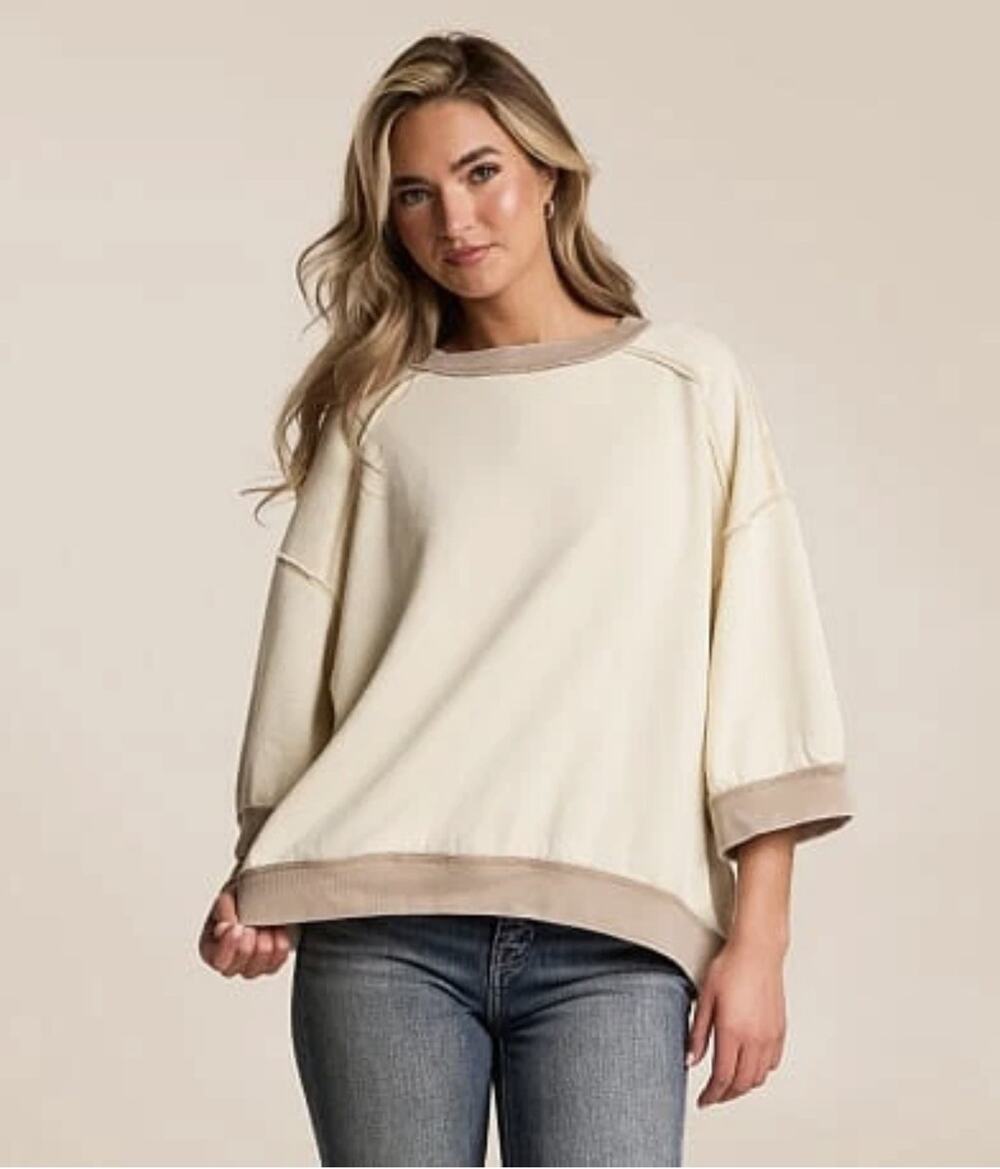 Free People Free Everything Nilla Cream Oversized Pullover Size M